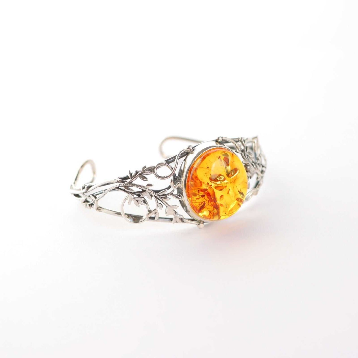 Handmade Natural Baltic Cognac Amber Vine Cuff Bracelet