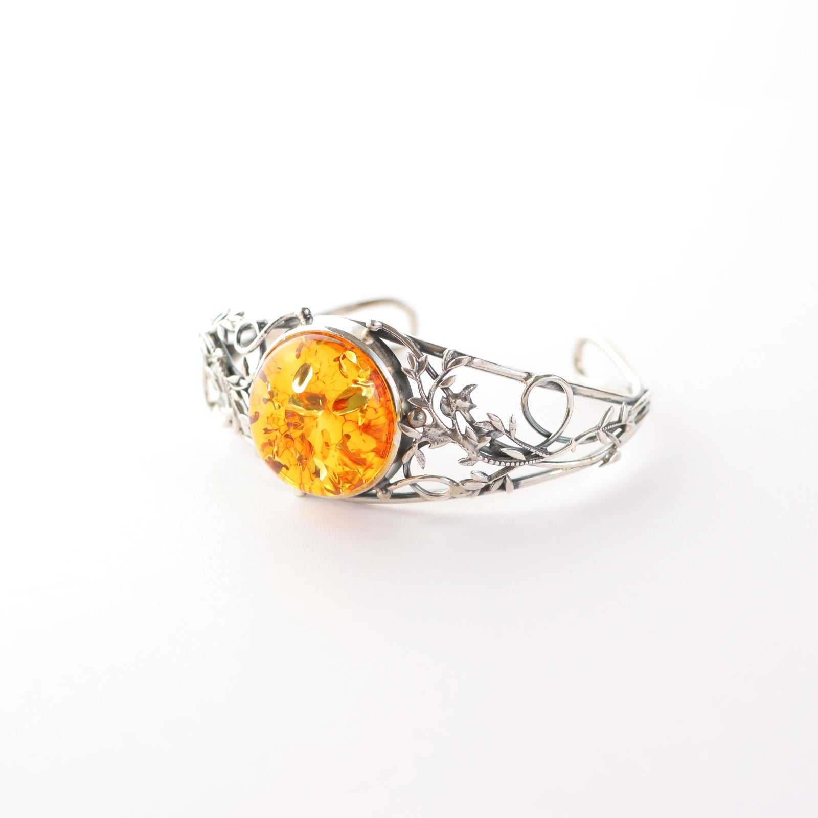 Handmade Natural Baltic Cognac Amber Vine Cuff Bracelet