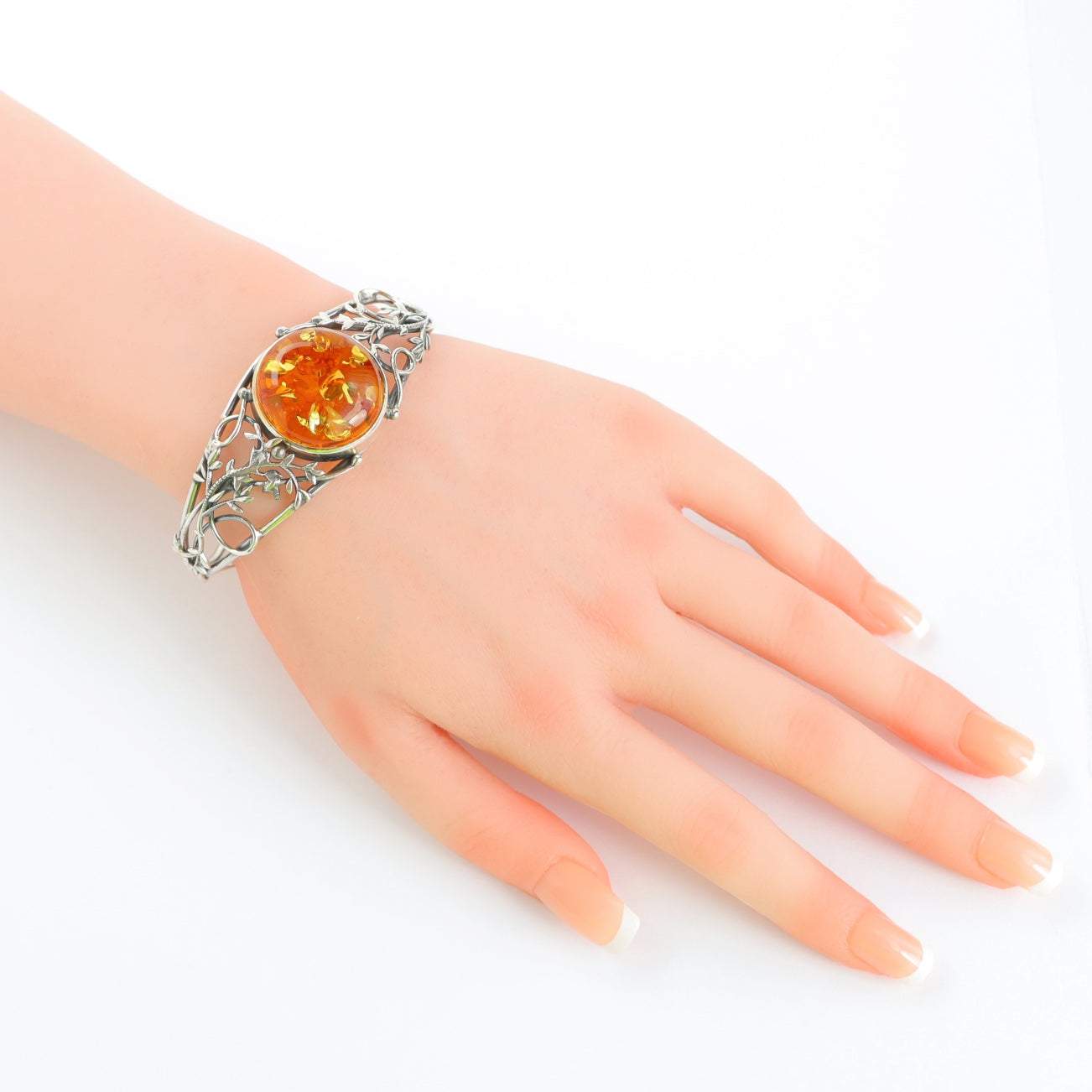 Handmade Natural Baltic Cognac Amber Vine Cuff Bracelet