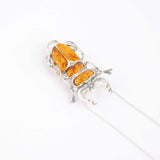 Natural Baltic Cognac Amber Scarab Pendant/ Brooch Necklace in 925 Sterling Silver