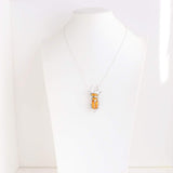 Natural Baltic Cognac Amber Scarab Pendant/ Brooch Necklace in 925 Sterling Silver