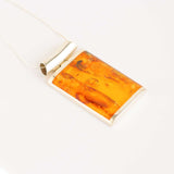 Handmade Natural Baltic Cognac Amber Designer Pendant Necklace in 925 Sterling Silver