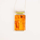 Handmade Natural Baltic Cognac Amber Designer Pendant Necklace in 925 Sterling Silver