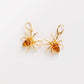 Natural Baltic Cognac Amber 14k Gold Plated Black Widow Earrings in 925 Sterling Silver