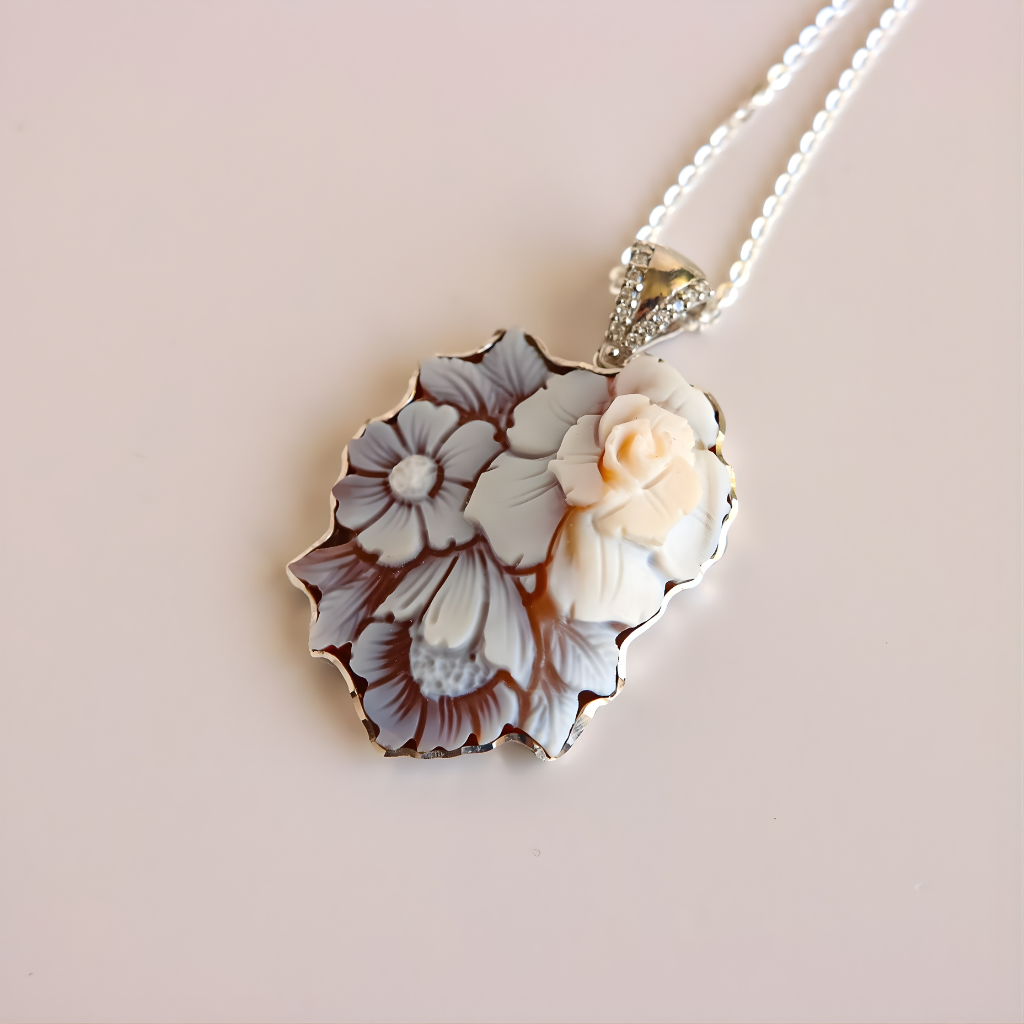 Italian Cameo Shell Pendant in Sterling Silver - Jūratė Amber
