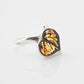 Natural Baltic Citrine Amber Laser Cut Oak Leaf Adjustable Ring - Jūratė Amber