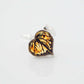 Natural Baltic Citrine Amber Laser Cut Oak Leaf Adjustable Ring - Jūratė Amber