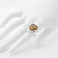 Natural Baltic Citrine Amber Laser Cut Oak Leaf Adjustable Ring - Jūratė Amber