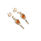 Natural Baltic cognac amber tennis racket earrings with sterling silver.