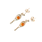 Natural Baltic cognac amber tennis racket earrings in sterling silver.