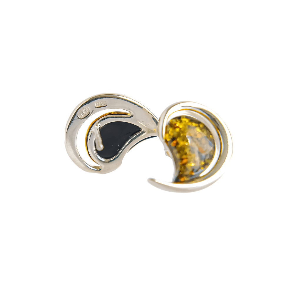 green amber stud earrings