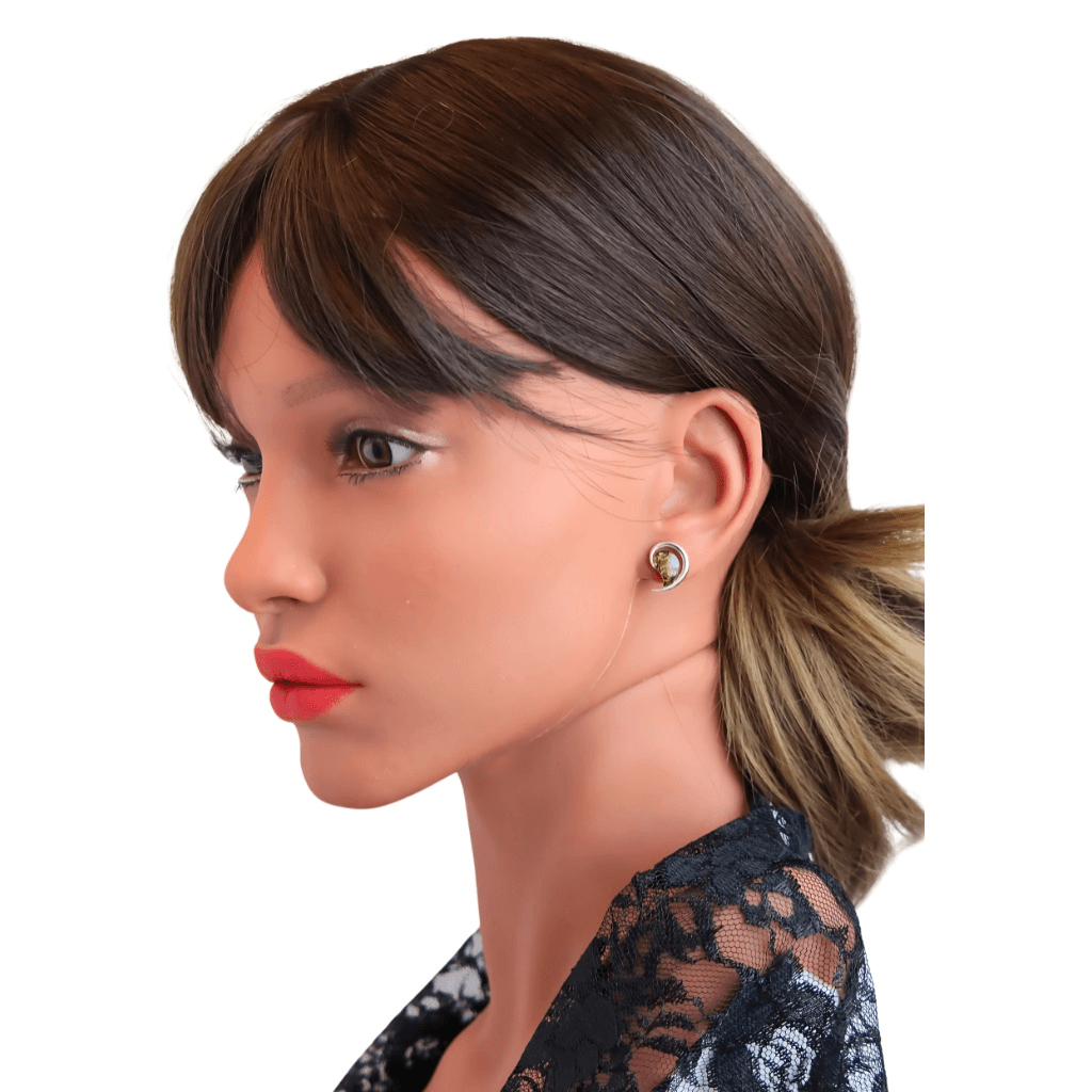 green amber stud earrings