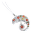Natural Baltic Multicolor Amber Chameleon Pendant Necklace in 925 Sterling Silver - Jūratė Amber Pendant Necklaces  Jūratė Amber