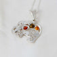 Natural Baltic multicolor amber elephant pendant necklace with sterling silver chain.