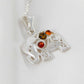 Natural Baltic multicolor amber lucky elephant pendant on sterling silver necklace.