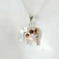 Natural Baltic multicolor amber lucky elephant pendant necklace with sterling silver chain.