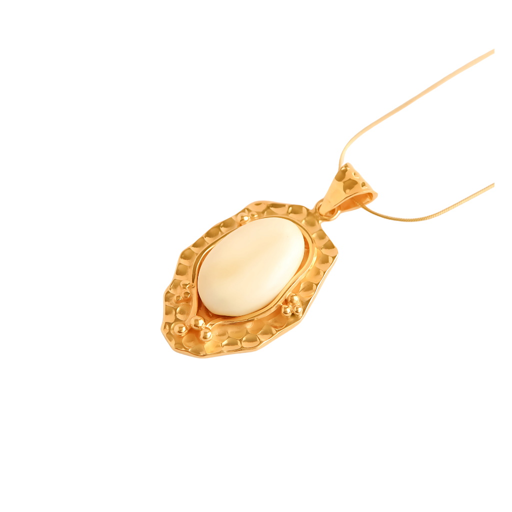 Baltic white amber in 14k gold