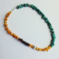 Turquoise Necklace with Baltic Amber – Southwestern Beaded Statement Piece 20”