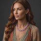 amethyst choker necklace on woman on dark background