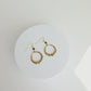 Gold Hoop Earrings With Onyx Detail In Stainless Steel
