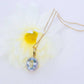 14K Yellow Gold Aquamarine Pendant with Diamond Halo and 22-inch Chain