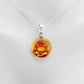 Natural Baltic Citrine Amber Tiny Buddha Pendant Choker on Silver Chain