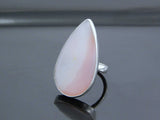 Natural Australian Pink Opal Pear Cut Adjustable Ring in 925 Silver