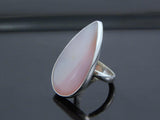 Natural Australian Pink Opal Pear Cut Adjustable Ring in 925 Silver