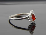 Genuine Mexican Fire Opal Pear Cut Ring in 925 Silver