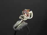 Genuine Pink and Orange Tourmaline Flower Ring in 925 Silver