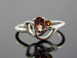 Genuine Pink and Orange Tourmaline Flower Ring in 925 Silver