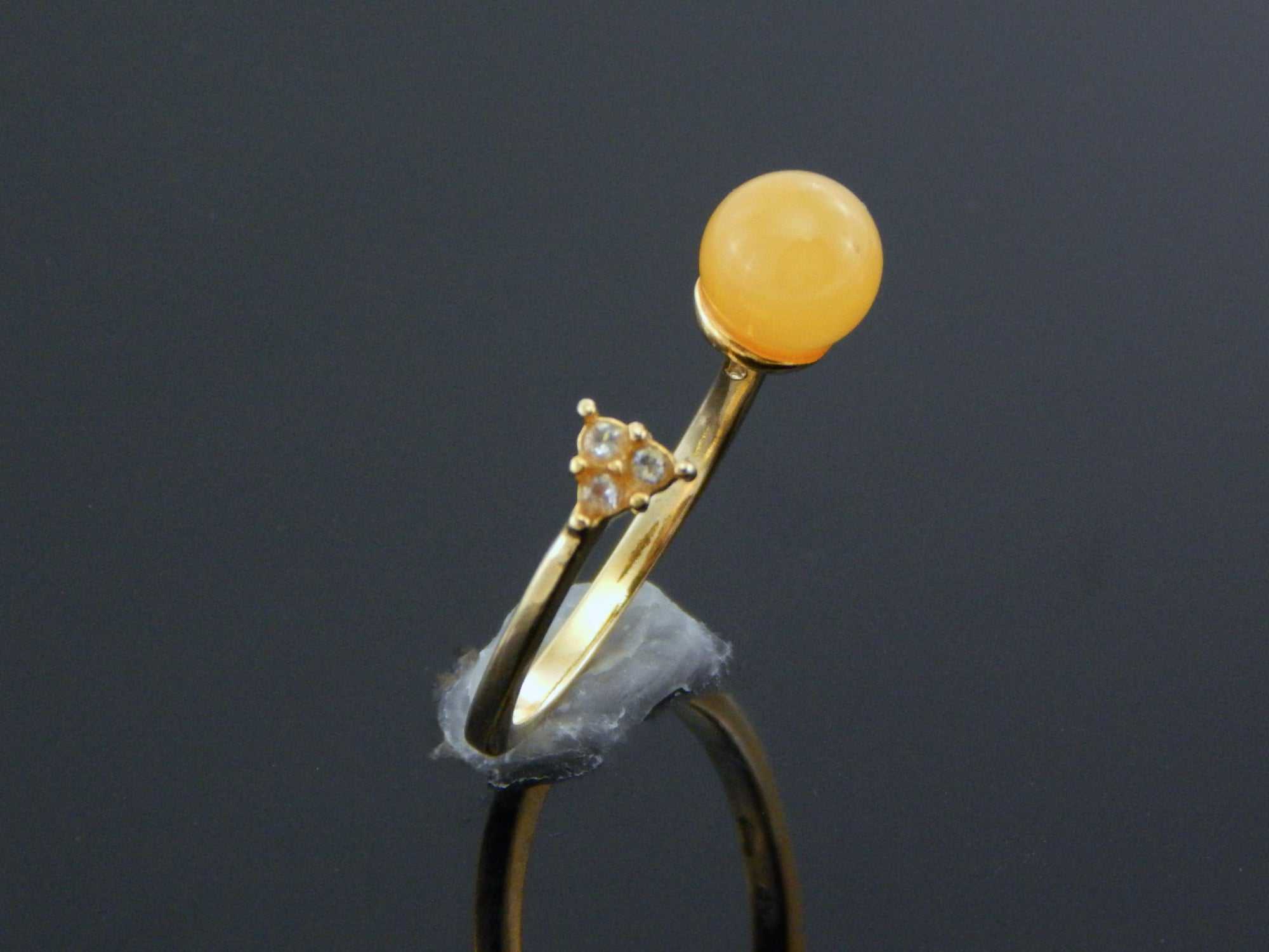 Natural Baltic Butterscotch Amber 14K Gold Plated  Open Ring