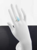 Natural Pear Cut Larimar Adjustable Ring in 925 Silver