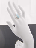 Natural Pear Cut Larimar Adjustable Ring in 925 Silver