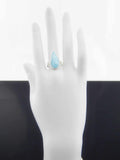 Natural Pear Cut Larimar Adjustable Ring in 925 Silver