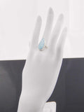 Natural Pear Cut Larimar Adjustable Ring in 925 Silver