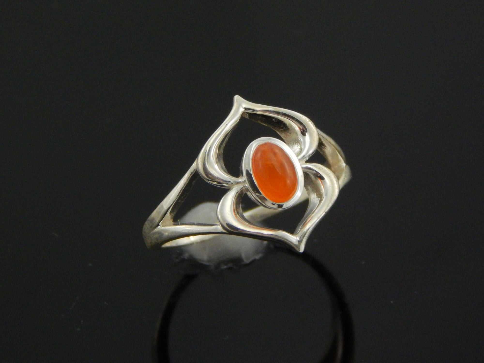 Natural Carnelian Boho Ring in 925 Silver