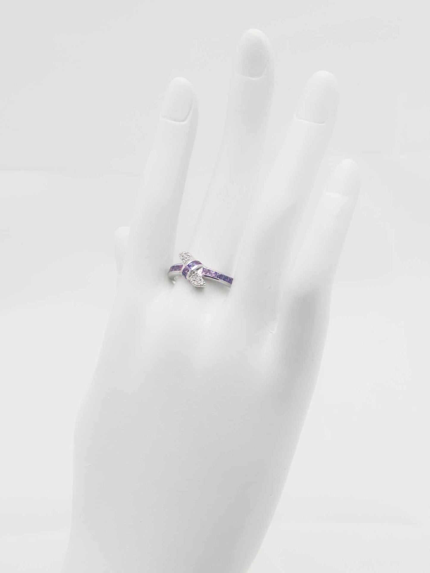 Genuine Pink and Purple Sapphire Love Knot Ring in 925 Sterling Silver