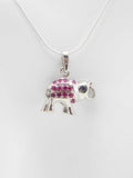 Genuine Ruby and Sapphire Happy Elephant Necklace in 925 Sterling Silver