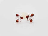 Natural Baltic Cognac Amber Trinity Knot Earrings in 925 Silver