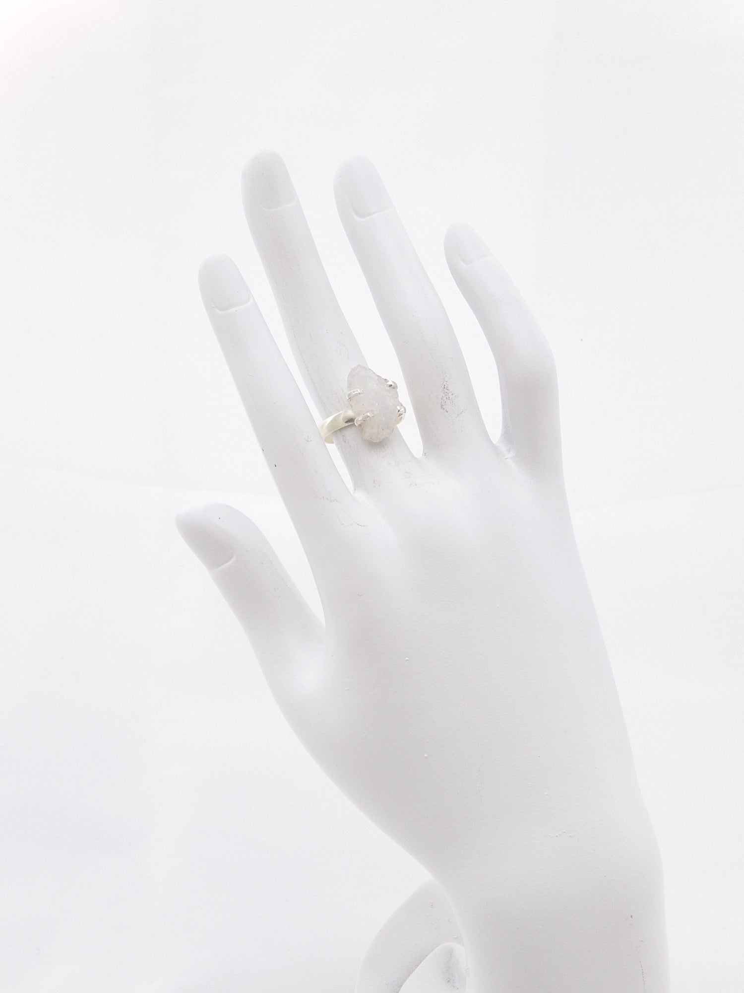 Natural Rough Cut Moonstone Ring in 925 Sterling Silver