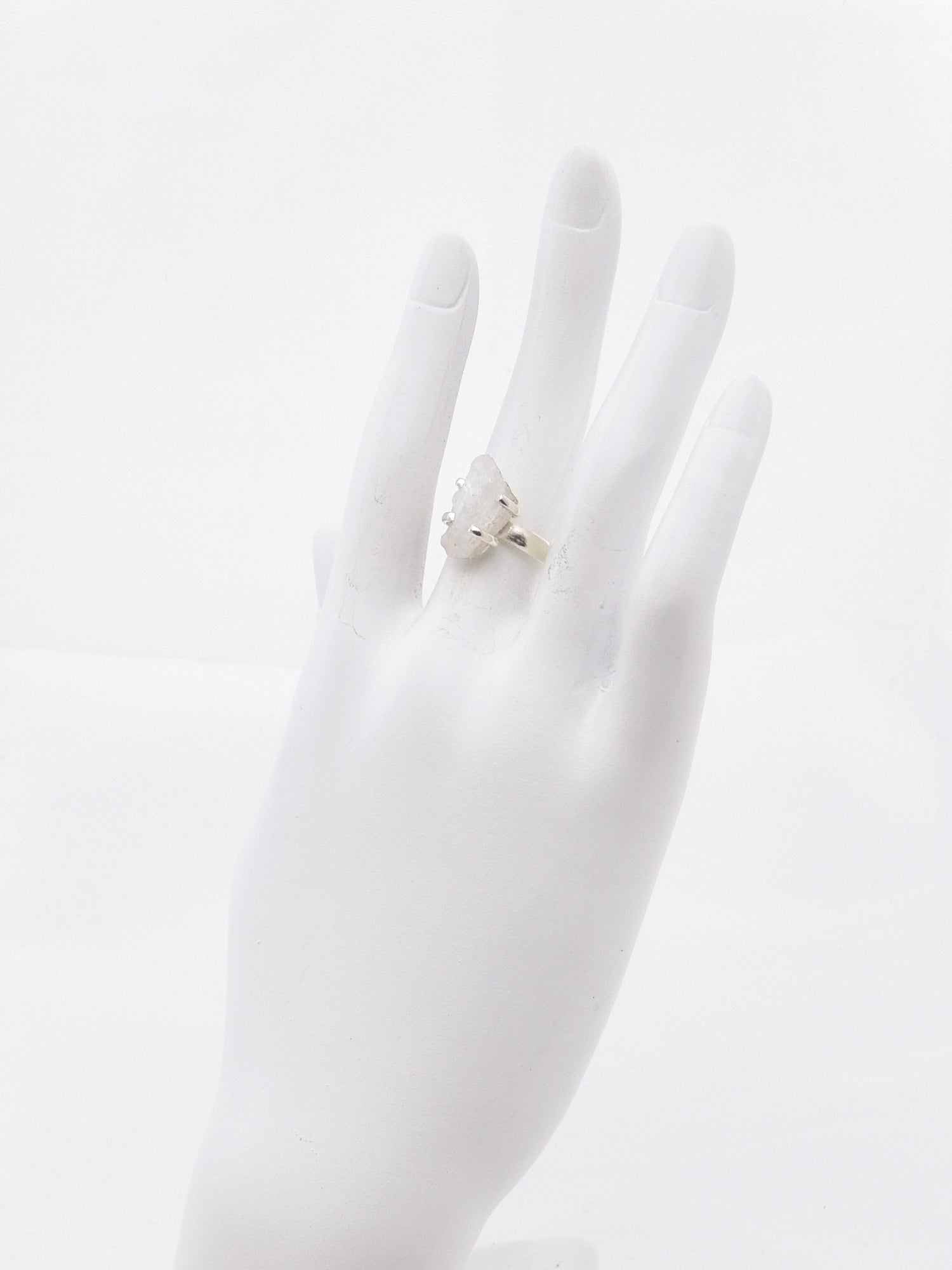 Natural Rough Cut Moonstone Ring in 925 Sterling Silver