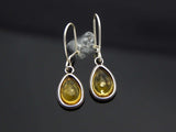 Natural Baltic Lemon Amber Pear Cut Earrings in 925 Sterling Silver