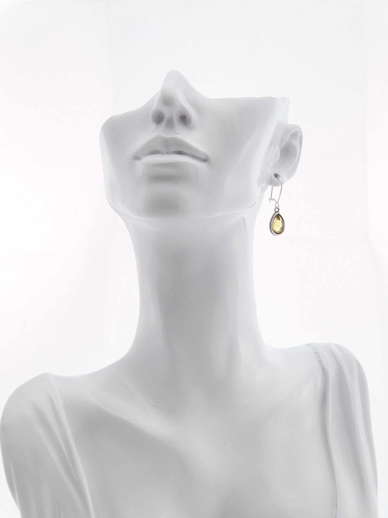 Natural Baltic Lemon Amber Pear Cut Earrings in 925 Sterling Silver