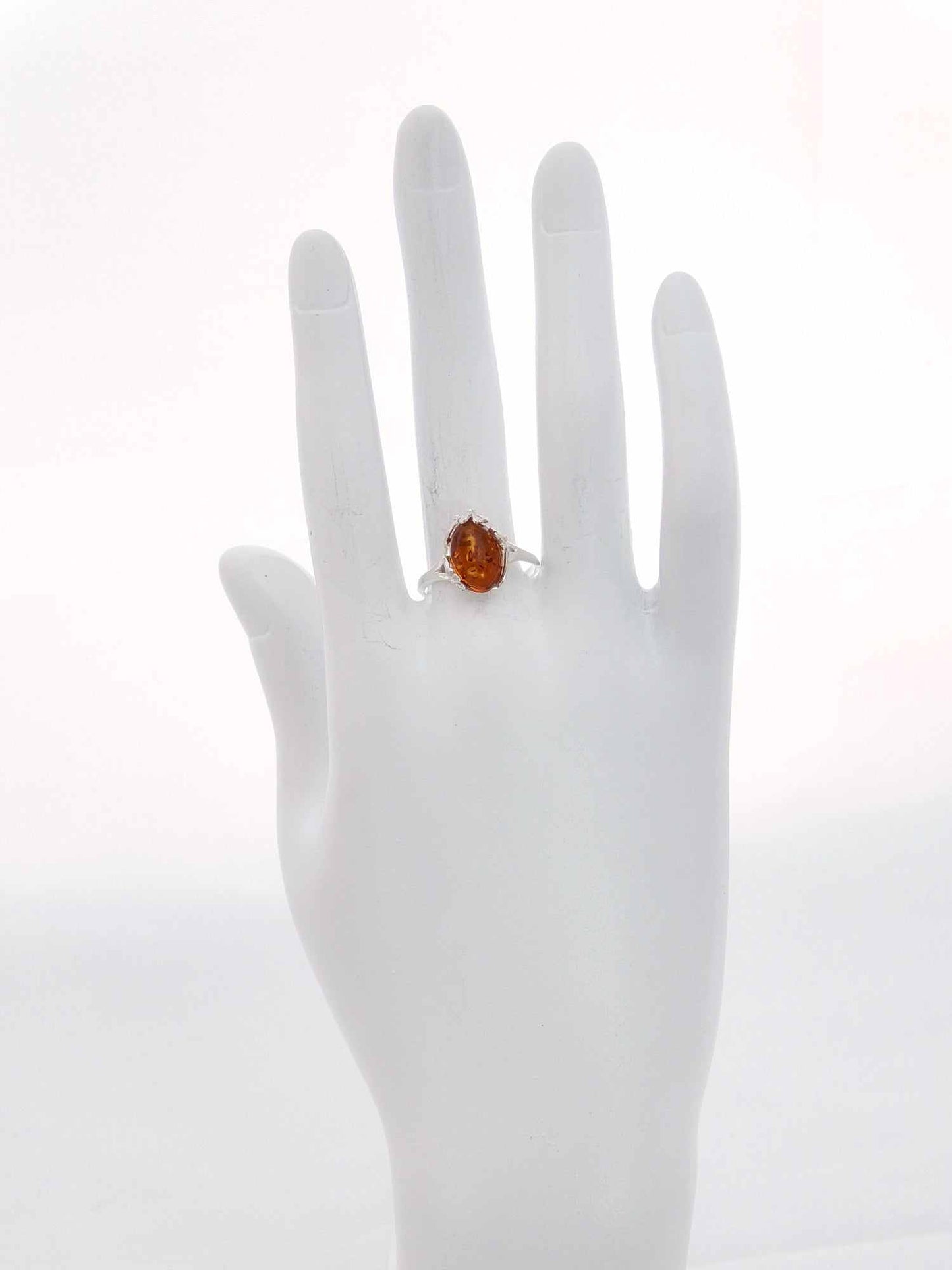 Natural Baltic Cognac Amber Tiny Flower Adjustable Ring