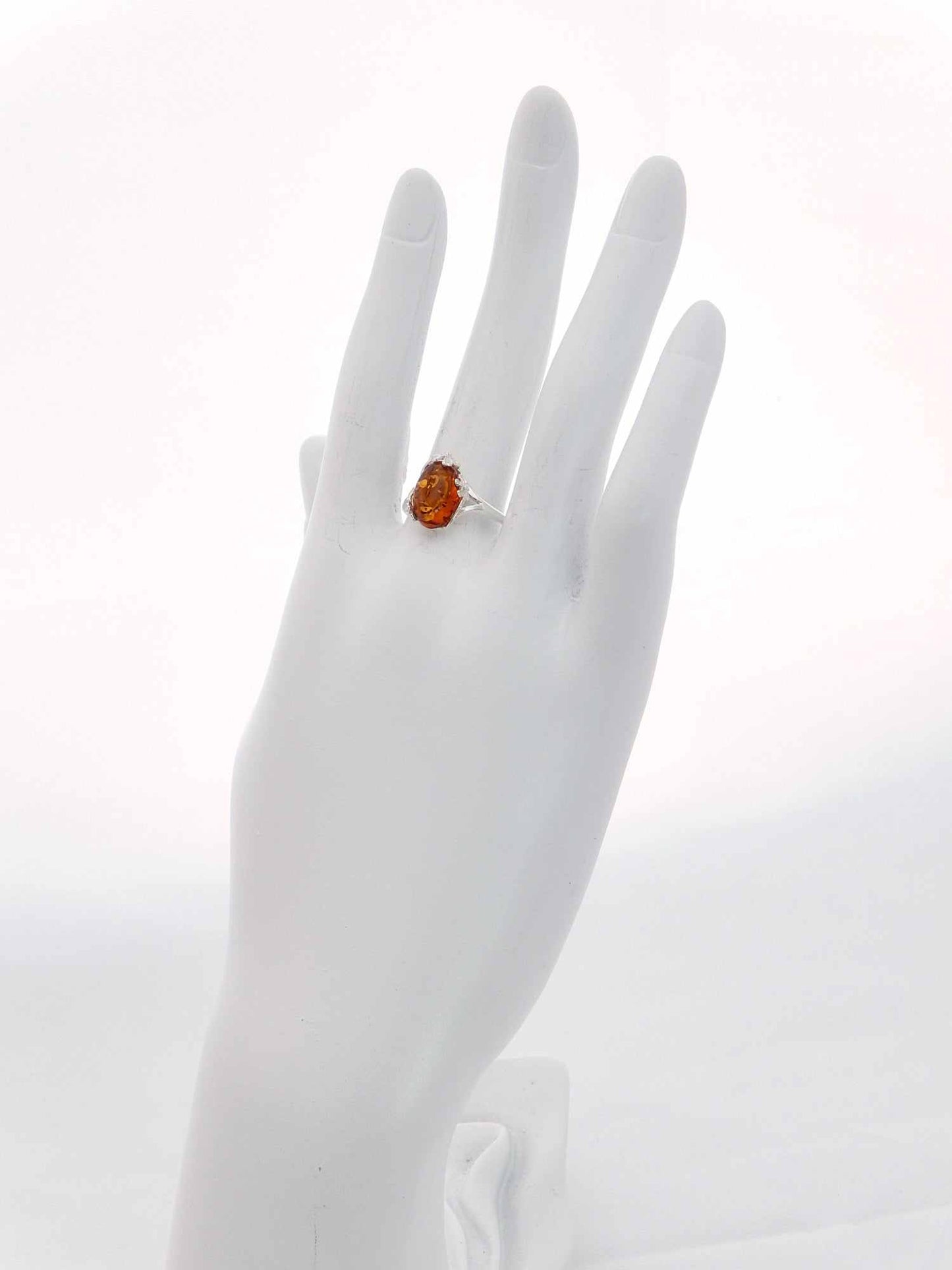 Natural Baltic Cognac Amber Tiny Flower Adjustable Ring