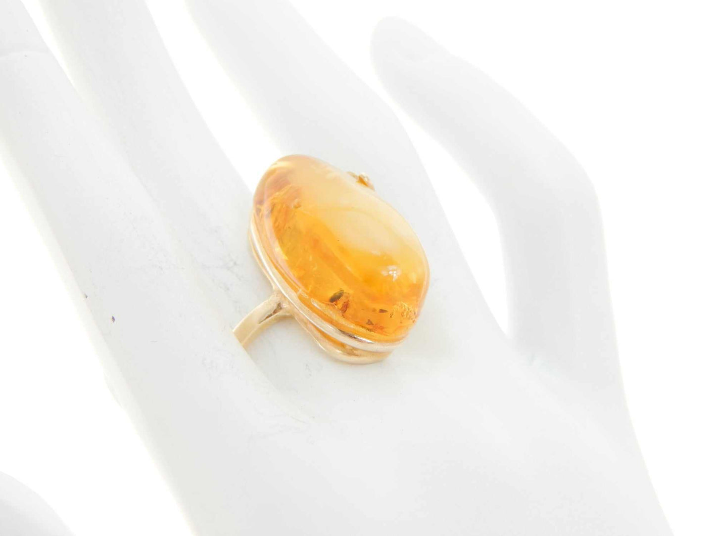 Natural Baltic Honey Amber 14K Gold Plated Daisy Adjustable Ring