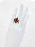 Genuine Square Cut Tigers Eye Adjustable Ring in 925 Sterling Silver