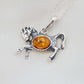 Natural Baltic cognac amber stallion pendant necklace with 925 sterling silver.