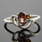 Genuine pink and orange tourmaline flower ring in 925 silver, size 7.